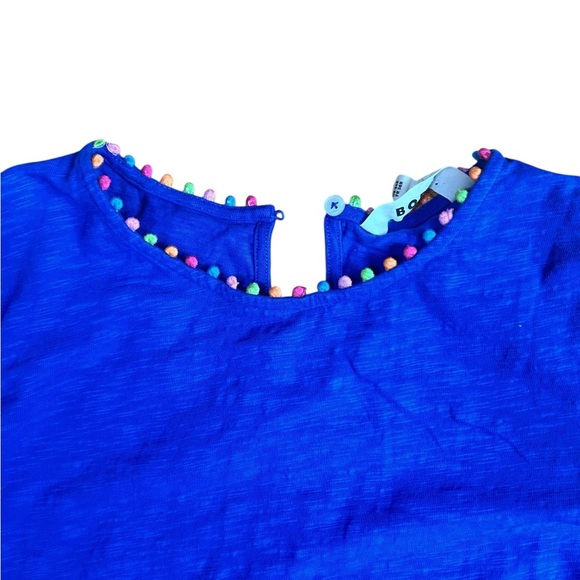 Boden Ali Pom Sleeve Dress Knee Length Sz US 4R Blue Short Sleeve Surf the Web - Picture 7 of 15